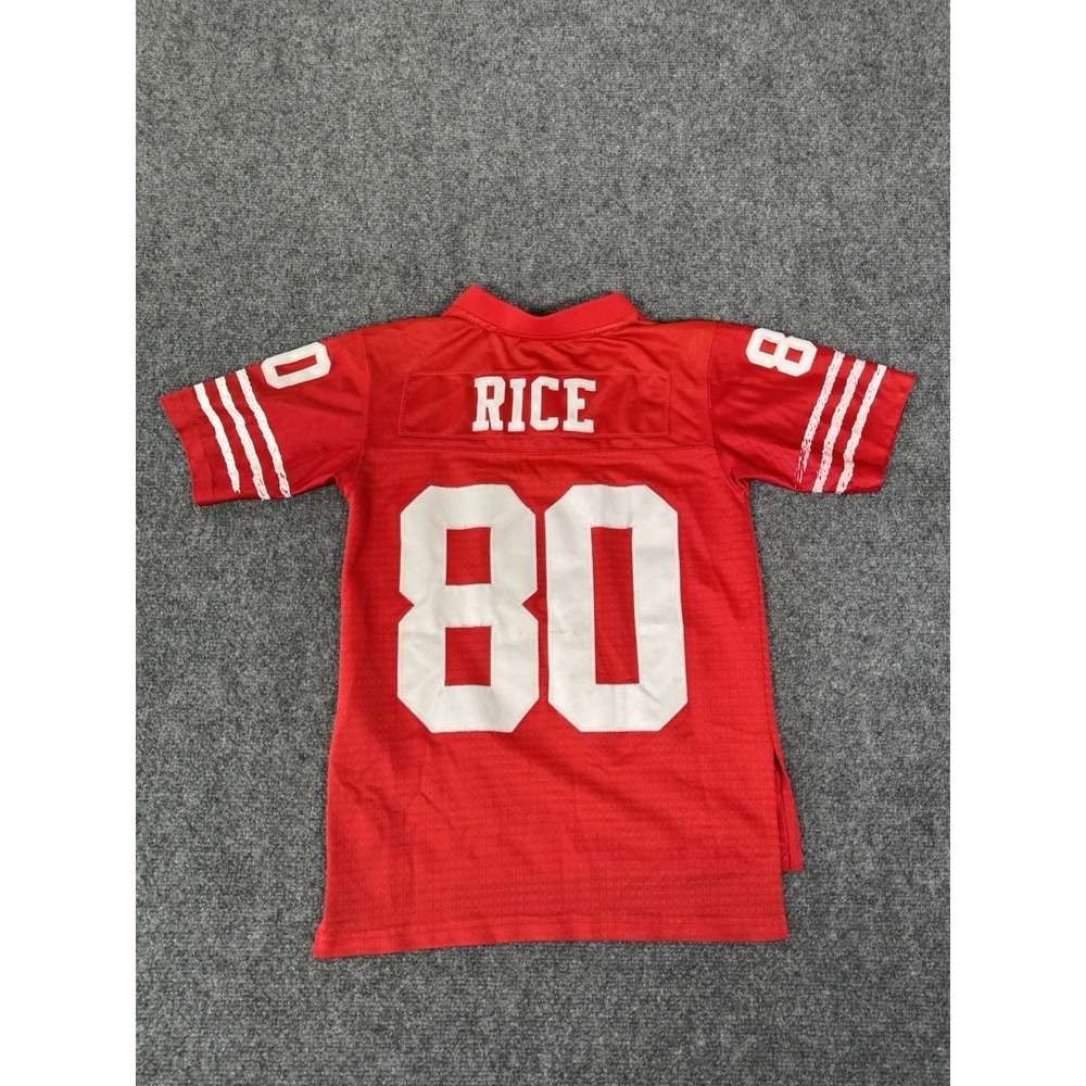 Reebok NFL Vintage San Fransisco 49ers Boys Jersey Jerry Rice Size Small 8 Red - Picture 15 of 16